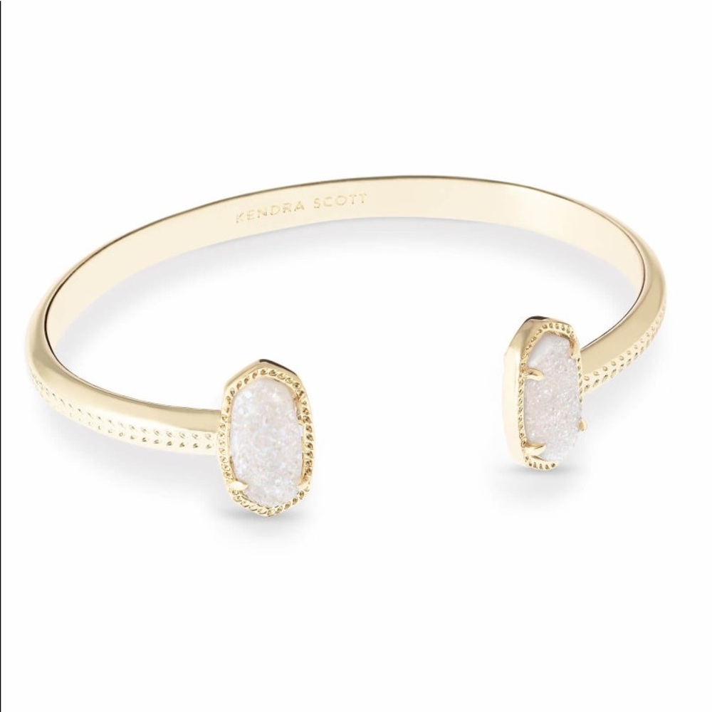 Elton Gold Cuff Bracelet In Iridescent Drusy